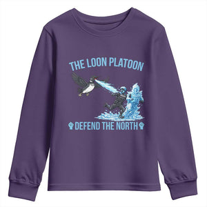 The Loon Platoon Defend The North Youth Sweatshirt Minnesota Rebel Loon Resist TS12 Purple Print Your Wear