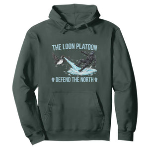 The Loon Platoon Defend The North Hoodie Minnesota State Bird Rebel TS12 Dark Forest Green Print Your Wear