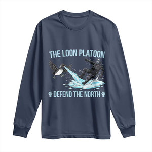 The Loon Platoon Defend The North Long Sleeve Shirt Minnesota State Bird Rebel TS12 Navy Print Your Wear