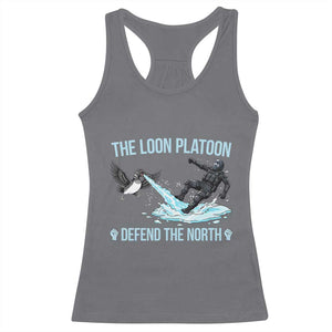 The Loon Platoon Defend The North Racerback Tank Top Minnesota State Bird Rebel TS12 Charcoal Print Your Wear