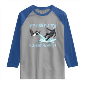 The Loon Platoon Defend The North Raglan Shirt Minnesota State Bird Rebel TS12 Sport Gray Royal Print Your Wear