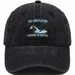 The Loon Platoon Defend The North Washed Cotton Baseball Cap Minnesota State Bird Rebel TS12 Print Your Wear