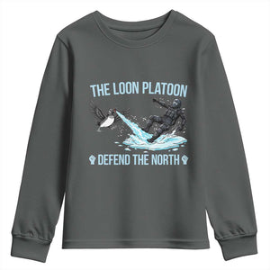 The Loon Platoon Defend The North Youth Sweatshirt Minnesota State Bird Rebel TS12 Dark Heather Print Your Wear