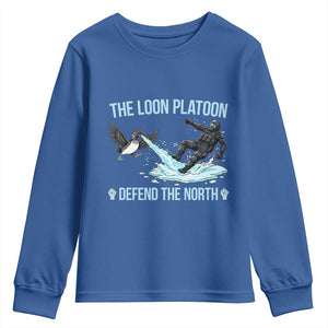 The Loon Platoon Defend The North Youth Sweatshirt Minnesota State Bird Rebel TS12 Royal Blue Print Your Wear