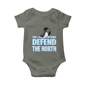The Loon Platoon Defend The North Baby Onesie MN State Bird Loon Resistance TS12 Military Green Print Your Wear