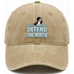 The Loon Platoon Defend The North Washed Cotton Baseball Cap MN State Bird Loon Resistance TS12 Print Your Wear