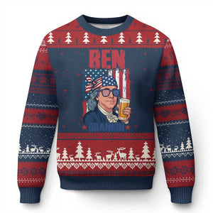 Benjamin Franklin Ugly Christmas Sweater Funny Ben Drankin American History TS12 Navy Red Print Your Wear