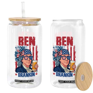 Benjamin Franklin Glass Can Funny Ben Drankin American History TS12 Print Your Wear