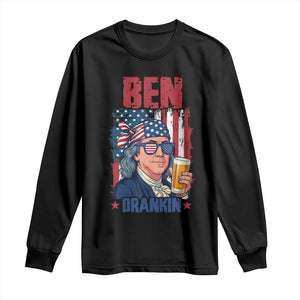 Benjamin Franklin Long Sleeve Shirt Funny Ben Drankin American History TS12 Black Print Your Wear