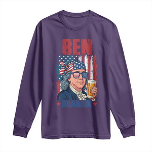 Benjamin Franklin Long Sleeve Shirt Funny Ben Drankin American History TS12 Purple Print Your Wear