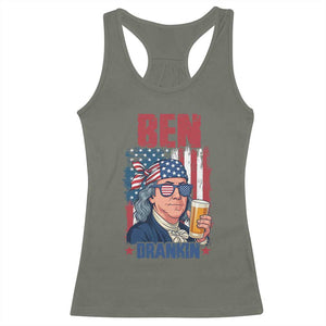Benjamin Franklin Racerback Tank Top Funny Ben Drankin American History TS12 Military Green Print Your Wear