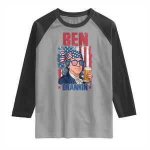 Benjamin Franklin Raglan Shirt Funny Ben Drankin American History TS12 Sport Gray Black Print Your Wear