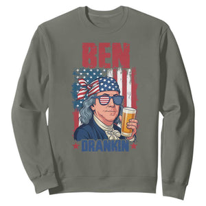 Benjamin Franklin Sweatshirt Funny Ben Drankin American History TS12 Military Green Print Your Wear