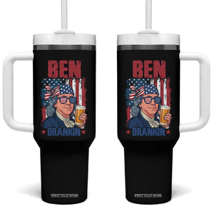Benjamin Franklin Tumbler With Handle Funny Ben Drankin American History TS12 One Size: 40 oz Black Print Your Wear
