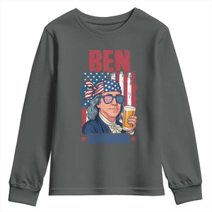 Benjamin Franklin Youth Sweatshirt Funny Ben Drankin American History TS12 Dark Heather Print Your Wear