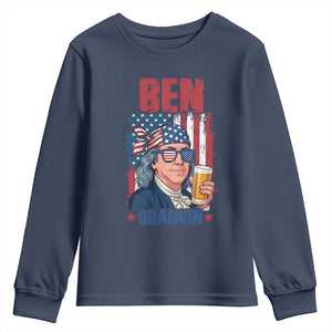 Benjamin Franklin Youth Sweatshirt Funny Ben Drankin American History TS12 Navy Print Your Wear