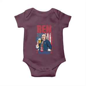 Benjamin Franklin Baby Onesie Funny Patriotic Founding Father TS12 Maroon Print Your Wear