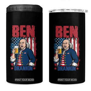 Benjamin Franklin 4 in 1 Can Cooler Tumbler Funny Patriotic Founding Father TS12 One Size: 16 oz Black Print Your Wear