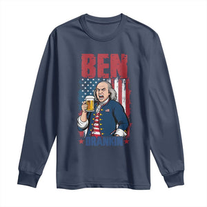 Benjamin Franklin Long Sleeve Shirt Funny Patriotic Founding Father TS12 Navy Print Your Wear