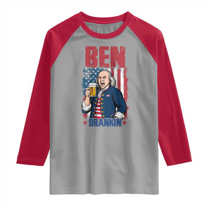 Benjamin Franklin Raglan Shirt Funny Patriotic Founding Father TS12 Sport Gray Red Print Your Wear