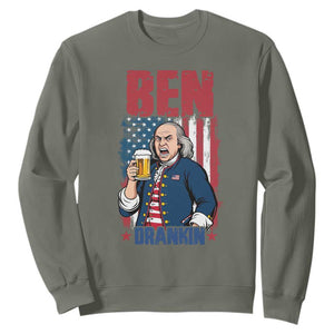 Benjamin Franklin Sweatshirt Funny Patriotic Founding Father TS12 Military Green Print Your Wear