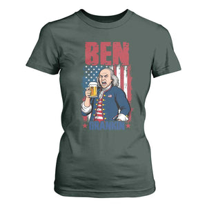 Benjamin Franklin T Shirt For Women Funny Patriotic Founding Father TS12 Dark Forest Green Print Your Wear