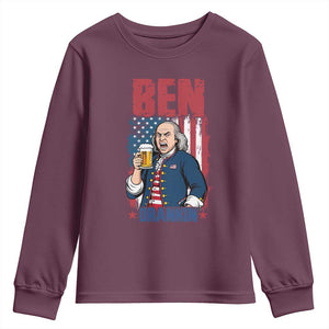 Benjamin Franklin Youth Sweatshirt Funny Patriotic Founding Father TS12 Maroon Print Your Wear