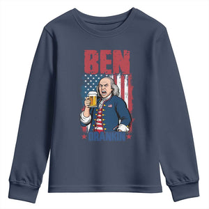 Benjamin Franklin Youth Sweatshirt Funny Patriotic Founding Father TS12 Navy Print Your Wear