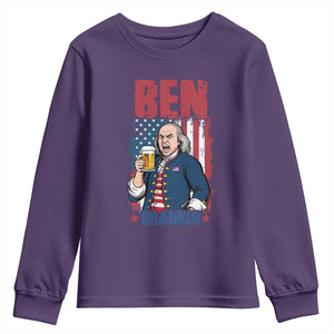 Benjamin Franklin Youth Sweatshirt Funny Patriotic Founding Father TS12 Purple Print Your Wear