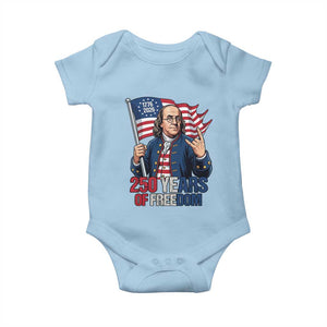 Patriotic Benjamin Franklin Baby Onesie 250 Years Of Freedom TS12 Light Blue Print Your Wear