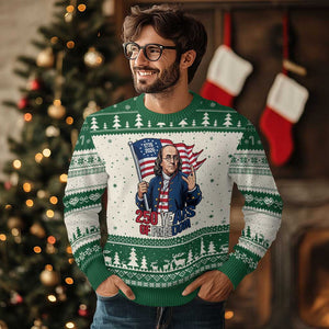 Patriotic Benjamin Franklin Ugly Christmas Sweater 250 Years Of Freedom TS12 Beige Green Print Your Wear