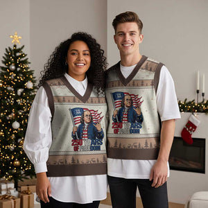 Patriotic Benjamin Franklin V-Neck Knit Sweater Vest 250 Years Of Freedom TS12 Mocha Mousse Print Your Wear
