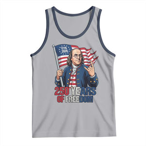 Patriotic Benjamin Franklin Tank Top 250 Years Of Freedom TS12 Athletic Heather Navy Print Your Wear