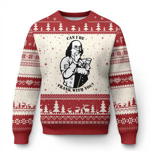 Funny Benjamin Franklin Ugly Christmas Sweater Can I Be Frank With You TS12 Beige Red Print Your Wear