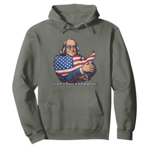 Benjamin Franklin Hoodie Freedom Liberty Independence American History TS12 Military Green Print Your Wear