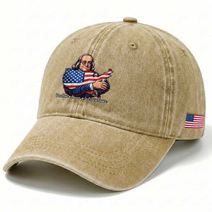 Benjamin Franklin Washed Cotton Baseball Cap Freedom Liberty Independence American History TS12 Print Your Wear