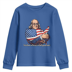 Benjamin Franklin Youth Sweatshirt Freedom Liberty Independence American History TS12 Royal Blue Print Your Wear