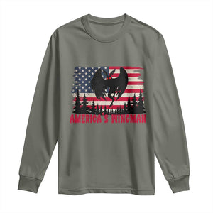 Mothman Americas Wingman Long Sleeve Shirt Funny Patriotic Cryptid TS12 Military Green Print Your Wear