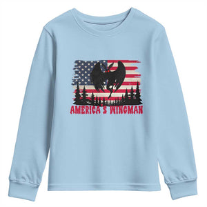 Mothman Americas Wingman Youth Sweatshirt Funny Patriotic Cryptid TS12 Light Blue Print Your Wear