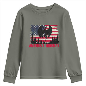 Mothman Americas Wingman Youth Sweatshirt Funny Patriotic Cryptid TS12 Military Green Print Your Wear