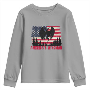 Mothman Americas Wingman Youth Sweatshirt Funny Patriotic Cryptid TS12 Sport Gray Print Your Wear