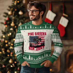 Patriotic Jersey Devil Ugly Christmas Sweater Pine Barrens New Jersey Cryptid TS12 Beige Green Print Your Wear