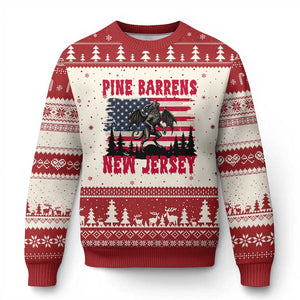Patriotic Jersey Devil Ugly Christmas Sweater Pine Barrens New Jersey Cryptid TS12 Beige Red Print Your Wear