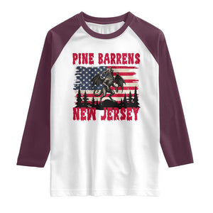 Patriotic Jersey Devil Raglan Shirt Pine Barrens New Jersey Cryptid TS12 White Maroon Print Your Wear