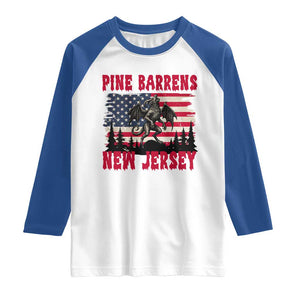 Patriotic Jersey Devil Raglan Shirt Pine Barrens New Jersey Cryptid TS12 White Royal Print Your Wear