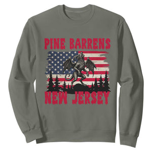 Patriotic Jersey Devil Sweatshirt Pine Barrens New Jersey Cryptid TS12 Military Green Print Your Wear