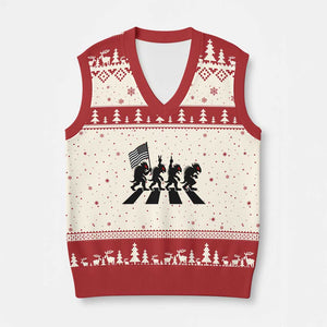 Patriotic Chupacabra V-Neck Knit Sweater Vest Funny Cryptid Lover Gift TS12 Beige Red Print Your Wear