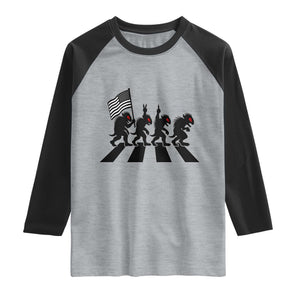 Patriotic Chupacabra Raglan Shirt Funny Cryptid Lover Gift TS12 Heather Gray Black Print Your Wear