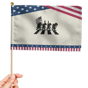 Patriotic Chupacabra Patriotic Handheld Flag Funny Cryptid Lover Gift TS12 Modern 8.2" × 5.5" Beige Blue Print Your Wear