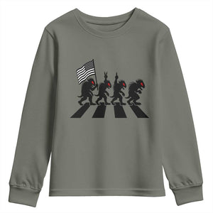 Patriotic Chupacabra Youth Sweatshirt Funny Cryptid Lover Gift TS12 Military Green Print Your Wear